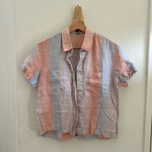 Madewell linen button up short sleeve top